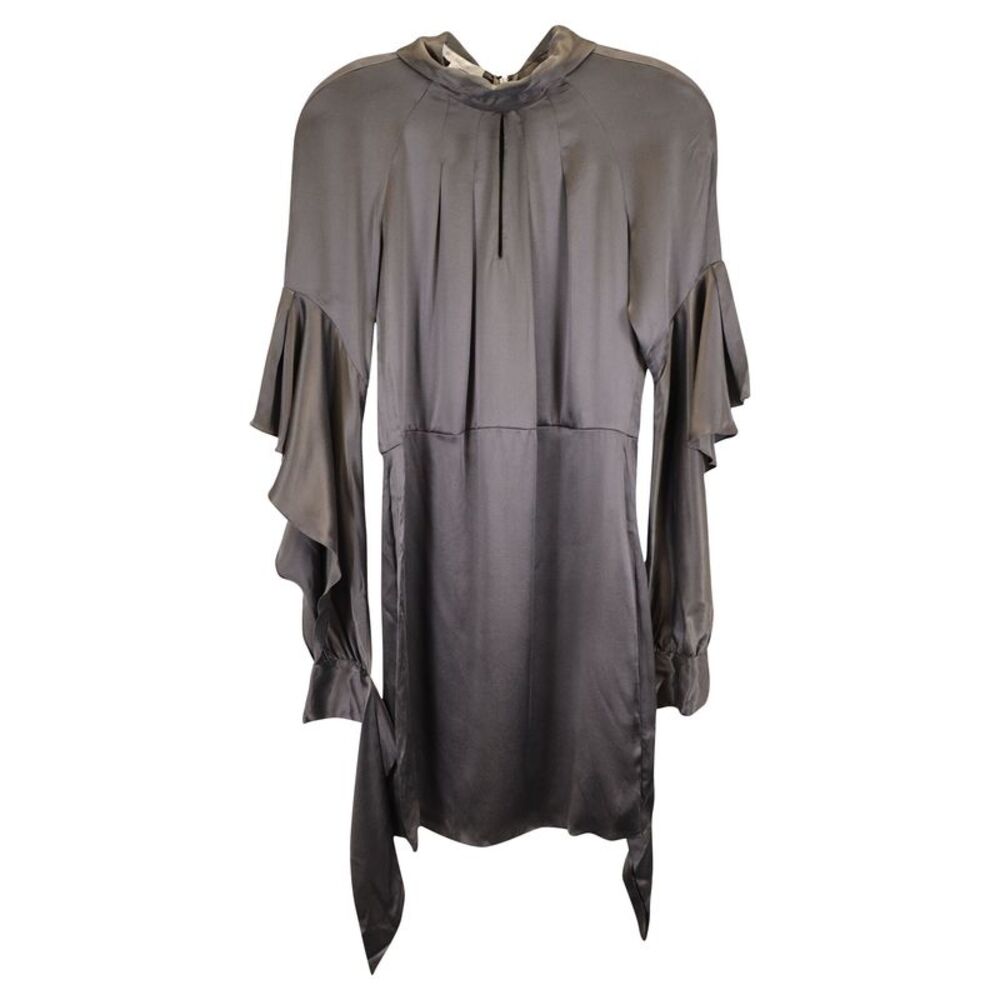 Vanessa Bruno Ruffled Asymmetric Sleeve in Grey Silk